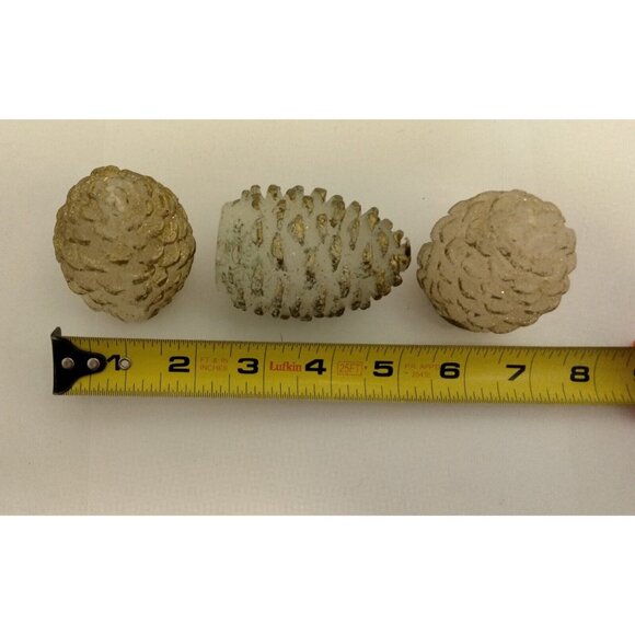 Pine Cone Shaped Candles White Gold Vintage 1960 Lot 3 Holiday Centerpiece Craft - Picture 6 of 7